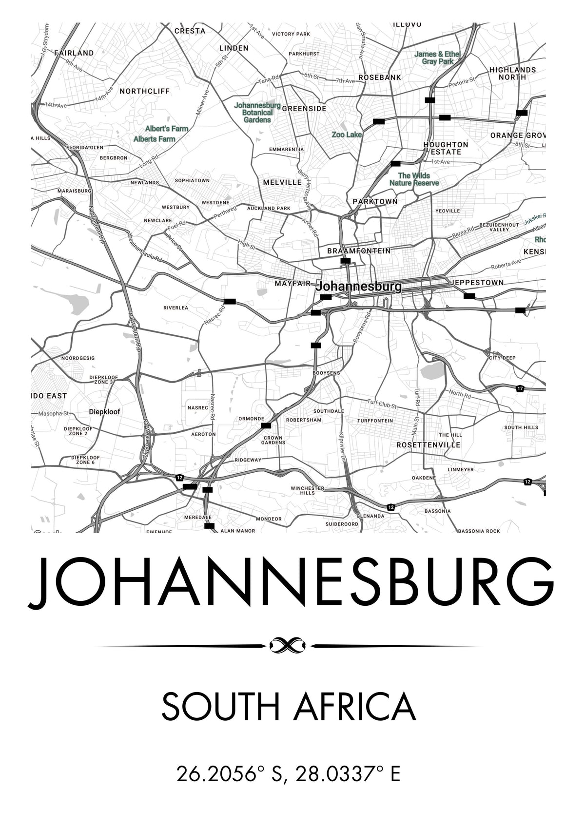 Personalised City Maps Black and White