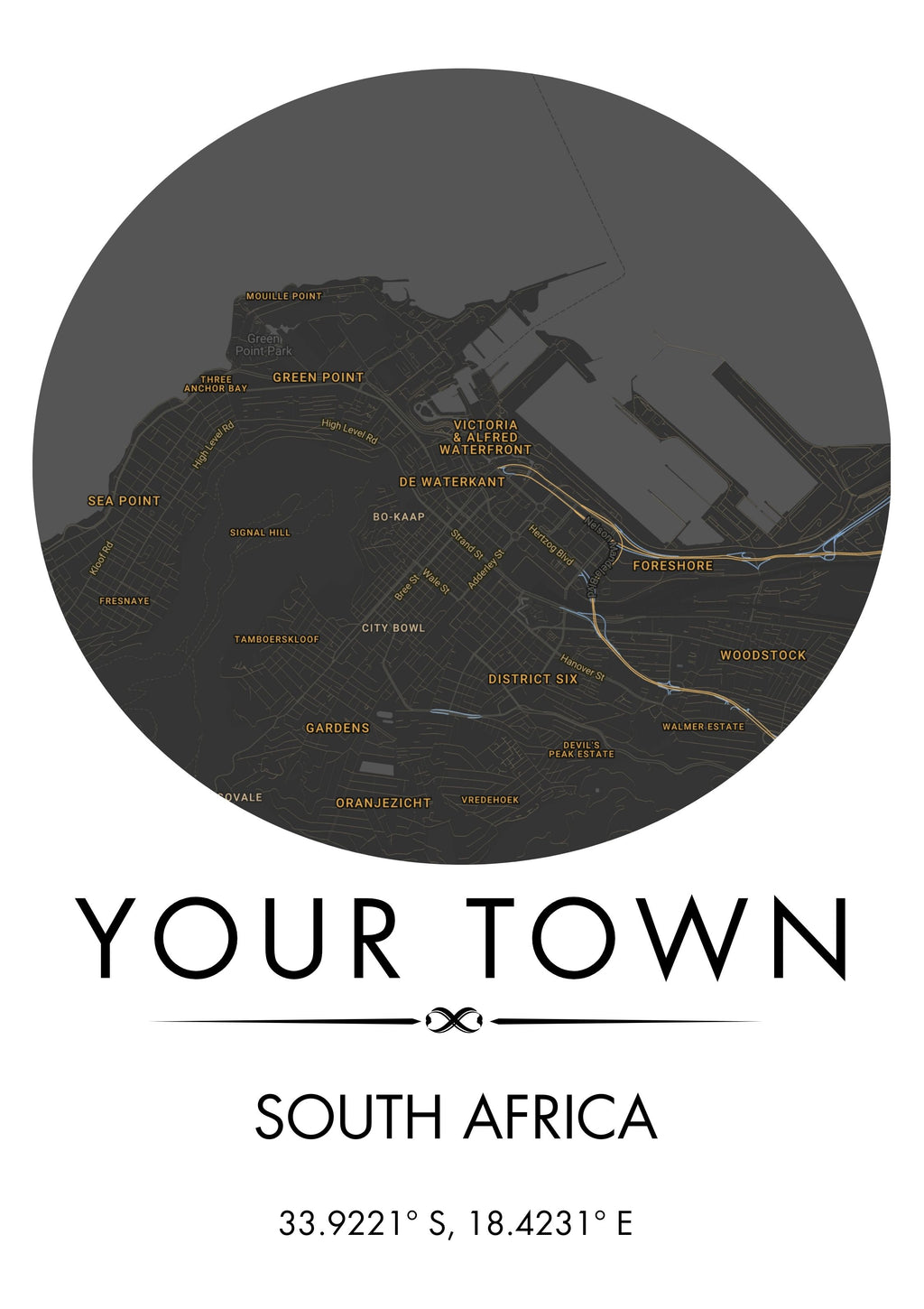 Personalised City Maps Gray and Orange