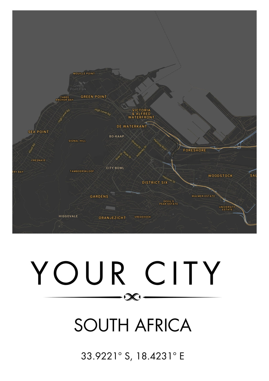 Personalised City Maps Gray and Orange