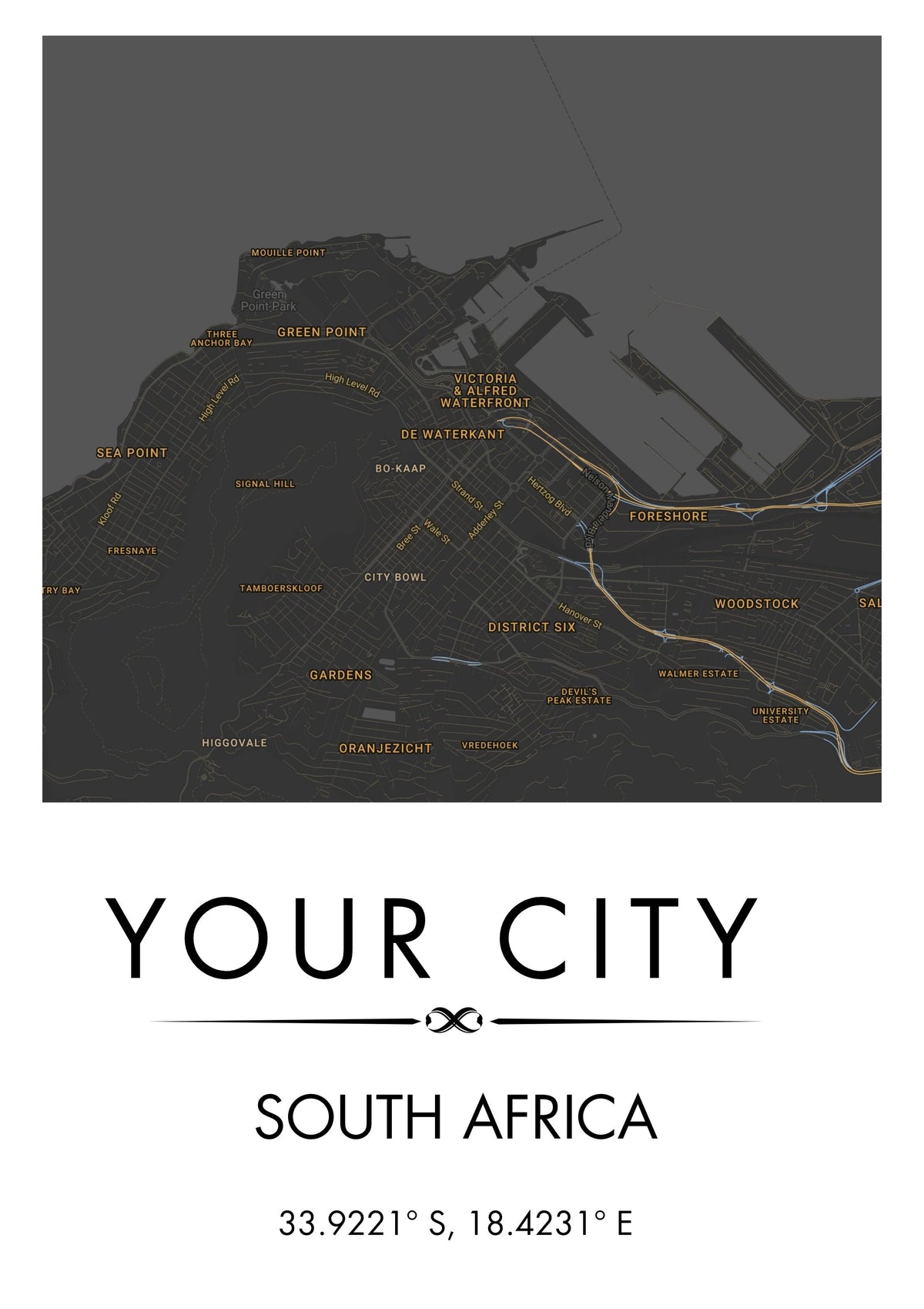 Personalised City Maps Gray and Orange