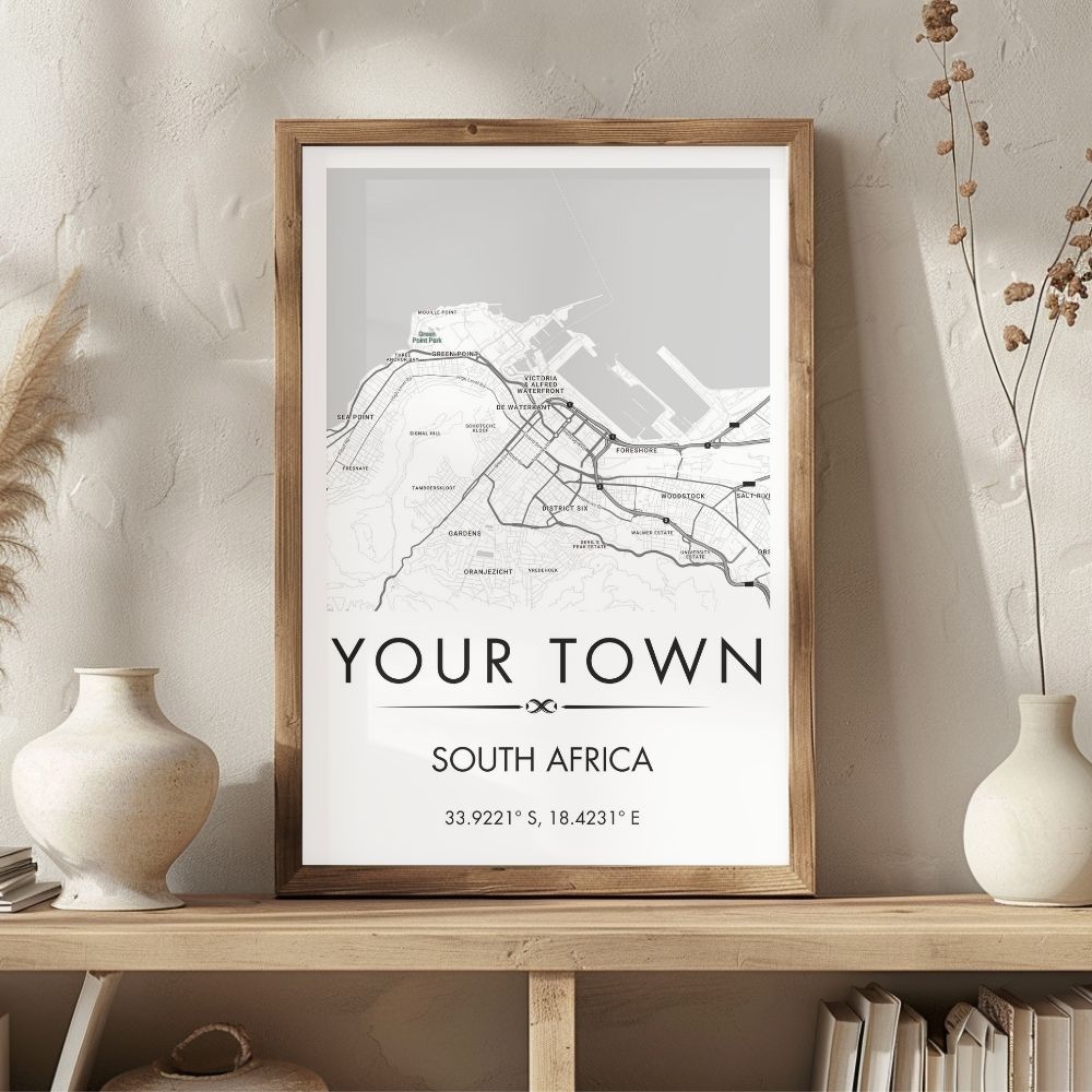 Personalised City Maps Black and White