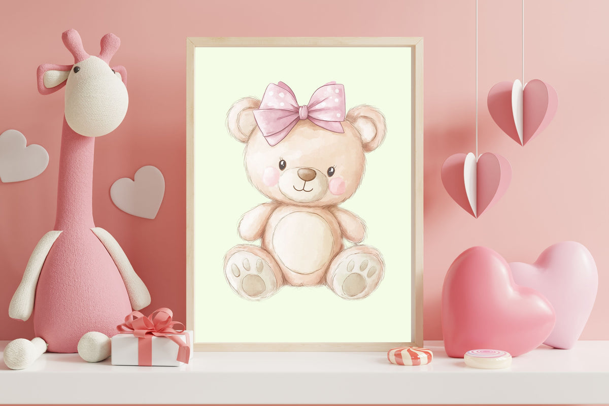 Cute Teddy Bear With Pink Bow