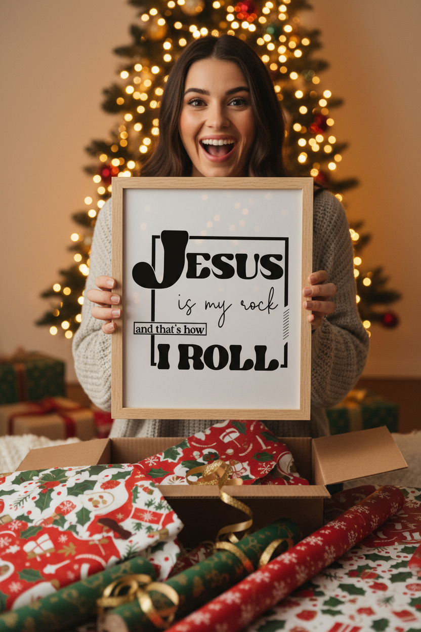 Jesus is my Rock – Christmas Unwrapping Mockup